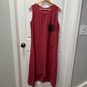 Laura Gotti Sleeveless Red Linen Maxi Dress Made in Italy Size Small, Summer